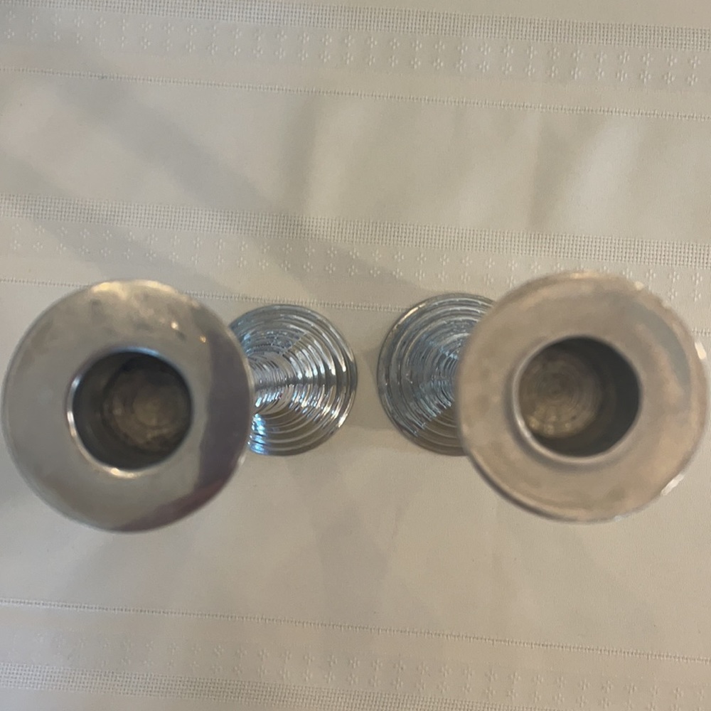 Silver Metal Spiral MCM Candlestick Rare Artsy Set - Picture 6 of 8